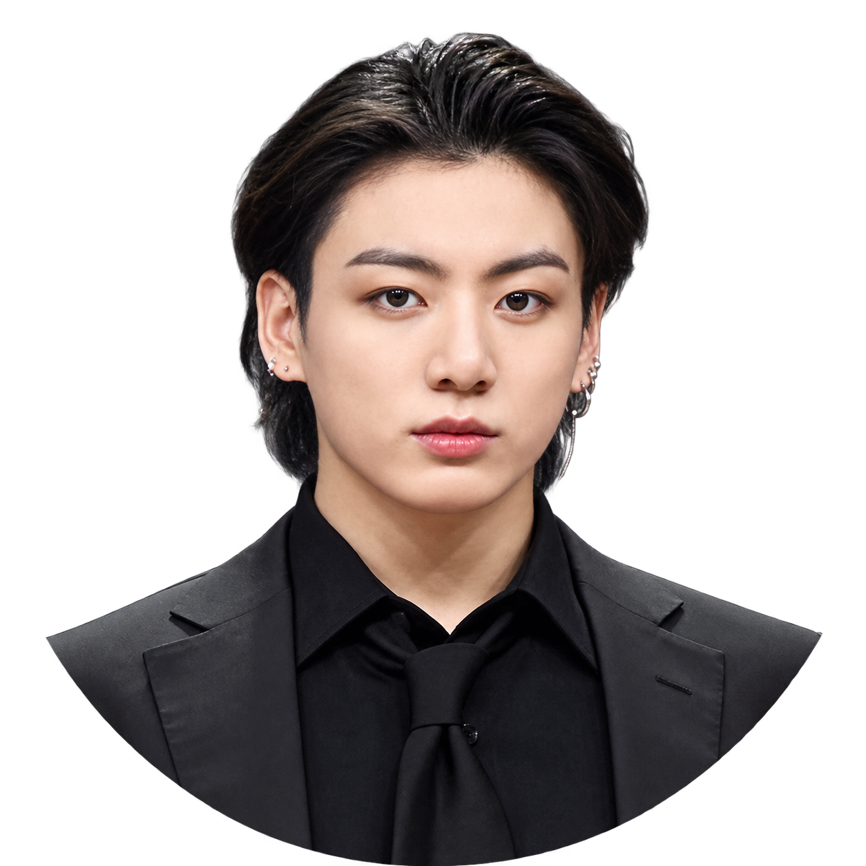 Slicked-Back Portrait in Black Suit